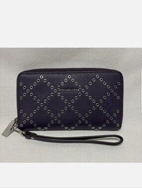 Michael Kors Iris Purple Full Zip Large Flat Phone Case Tech Wallet Rivets